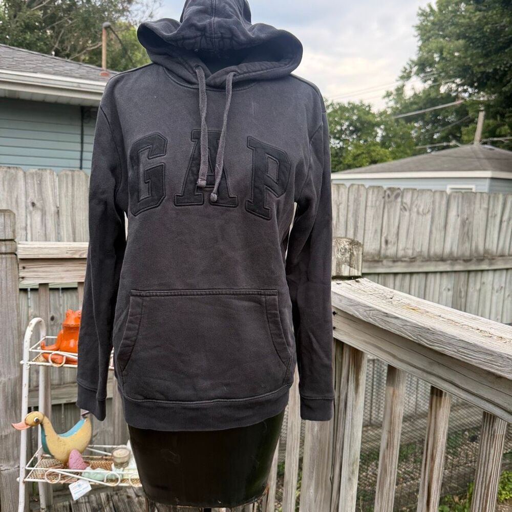 GAP Black Tonal Logo Pullover Hoodie Women’s XS